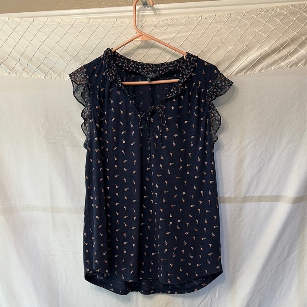Lucky Brand Blue Ruffled Blouse